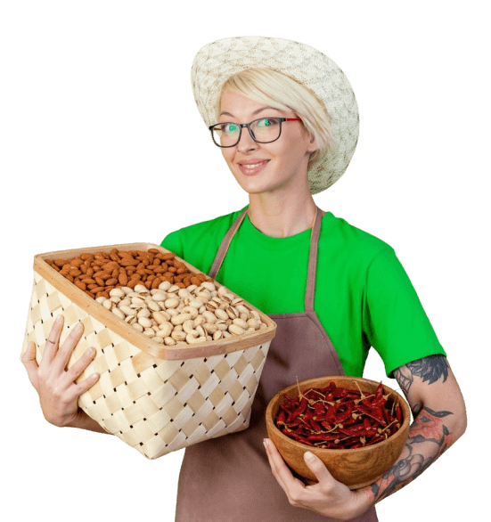 JPImpex’s customer segments—wholesalers, retail chains, exporters, and direct buyers—receiving certified organic dry fruits and dry red chilli in bulk, packaged, and fresh formats.